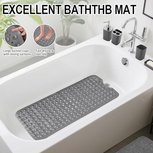XLHOMO 26PC Bathroom Accessories Set - Gorgeous Grey Bathroom Set, Bathroom Accessory Set, Shower Curtain Set with Bathtub Mats for Shower Tub, Trash Can & Soap Dispenser
