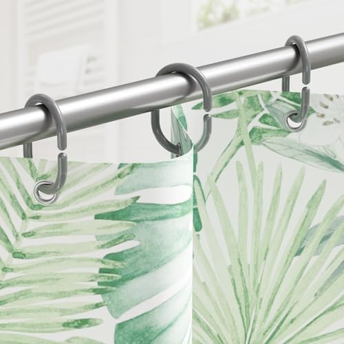Amazer Grey Shower Curtain Hooks Rings, 24 Pcs Plastic Shower Curtain Rings, Plastic Shower Curtain Hooks for Bathroom Shower Rod, Grey Shower Hooks for Bathroom