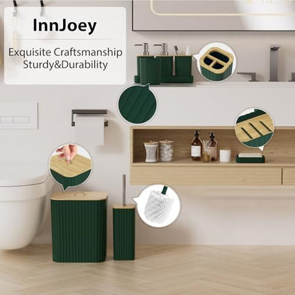 Bathroom Accessories Set - 10PC Bathroom Set, Green Bathroom Set, Bathroom Accessories Set, Toilet Brush, Bathroom Trash Can & Soap Dispenser