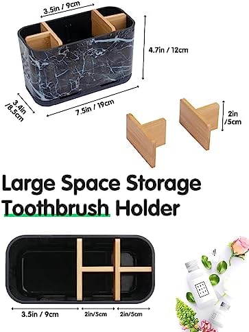 GFWARE Marble Toothbrush Holders with Drainage, Bathroom Organizer, Large