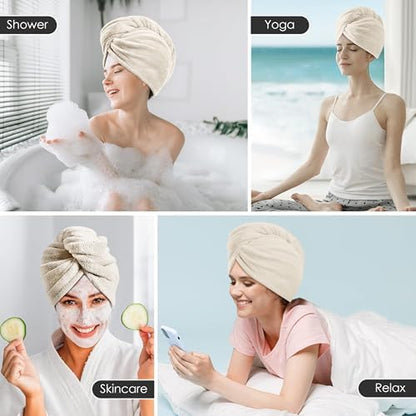 TENSTARS Hair Towel Wrap for All Hair Types, 5 Pack Microfiber Turban