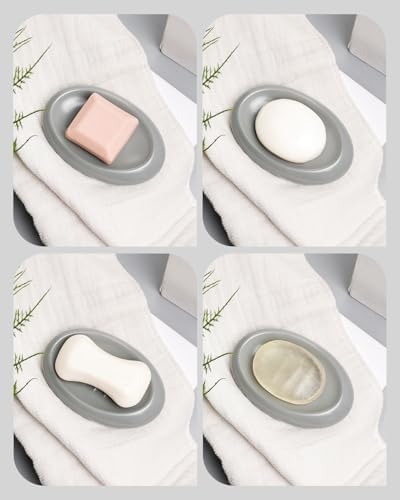 Bathroom Accessory Set 5PCS, Ceramic Bathroom Accessories Set, Irregular Shape Small Bathroom Sets Accessories Complete, Home Apartment Minimalist Decor Vanity Countertop, ANTIS'S HOME (Grey)