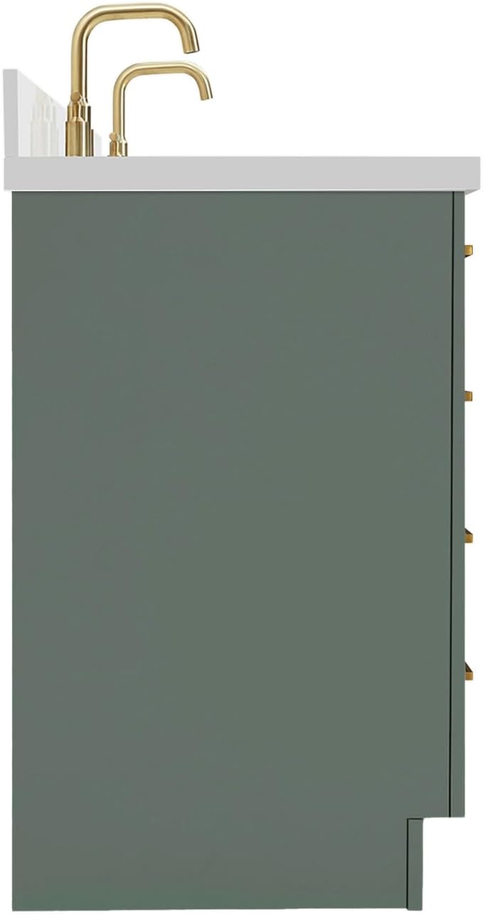 ARIEL Hepburn 67 Inch Double Rectangle Sink Bathroom Vanity with Pure White Quartz Countertop 1.5 Inch in Vintage Green