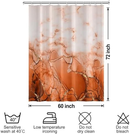 Burnt Orange Marble RV Stall Waterproof Shower Curtain 60x72inches
