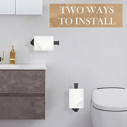 JOPOFI Self Adhesive Toilet Paper Holder - Matte Black（2 Pcs）