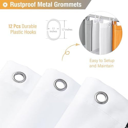 BTTN 72 x 96 Long Modern Geometric Waterproof Fabric Shower Curtain, Orange