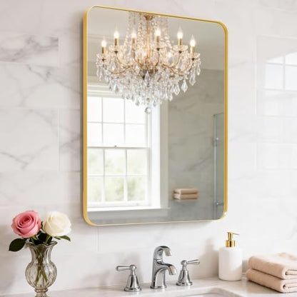 18"X30" Gold Bathroom Mirrors for Over Sink,Aluminum Frame