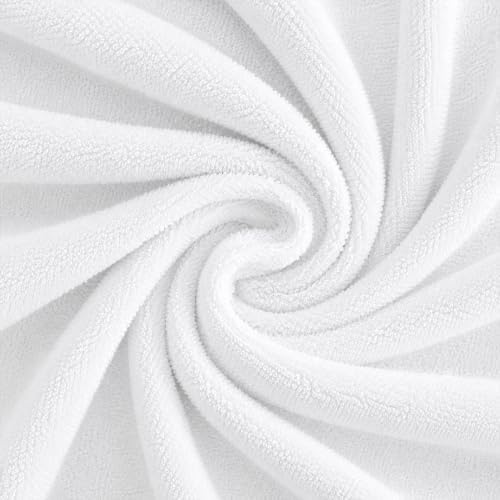 Feather & Stitch 100% Cotton 625 GSM Bath Towel Set of 6, Ultra Soft Highly Absorbent 2 Bath Towels, 2 Hand Towels & 2 Washcloth - Luxury Quick Dry Shower Towels (White)