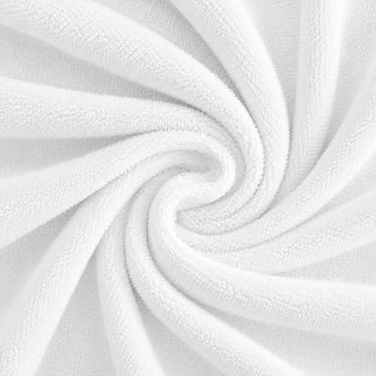 Feather & Stitch 100% Cotton 625 GSM Bath Towel Set of 6, Ultra Soft Highly Absorbent 2 Bath Towels, 2 Hand Towels & 2 Washcloth - Luxury Quick Dry Shower Towels (White)