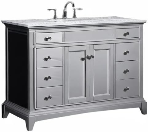 Elite Stamford 42 in. Gray Single Sink Bath Vanity with Carrara Quartz Top and Porcelain Sink
