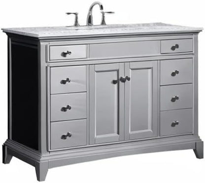 Elite Stamford 42 in. Gray Single Sink Bath Vanity with Carrara Quartz Top and Porcelain Sink