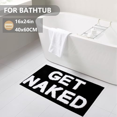 KOEXM Get Naked Bath Mat Black Cute Bathroom Rugs 16" x 24" Non Slip