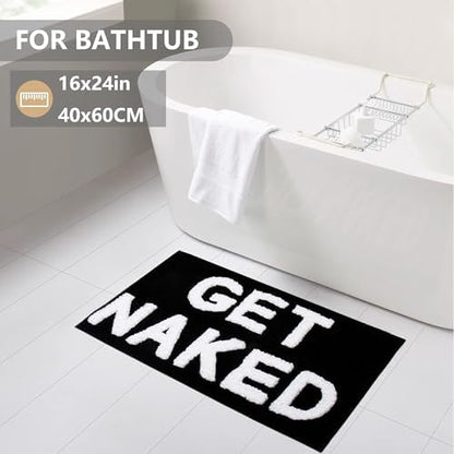 KOEXM Get Naked Bath Mat Black Cute Bathroom Rugs 16" x 24" Non Slip