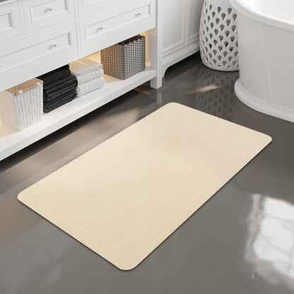 Mecko Bath Mat 20"x32",Ultra Thin Bathroom Rug fit Under Door Beige