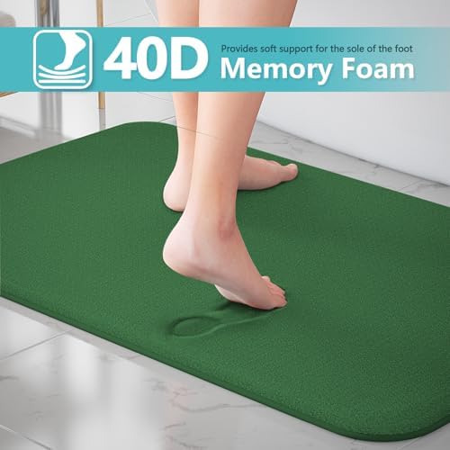 RUN HELIX Bathroom Rugs Sets 3 Piece, Soft Absorbent Memory Foam Bath Mats Set, Dry Fast Bath Mat, Machine Washable Bath Rug Set for Bathroom （Forest Green）