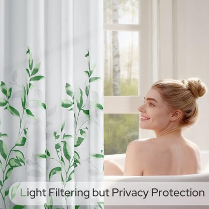 HOMEIDEAS Green Botanical Shower Curtain 71×74 Inches