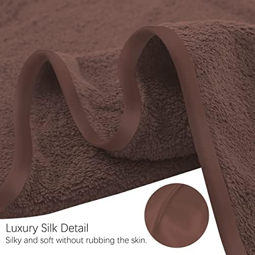TENSTARS Silk Hemming Hand Towels for Bathroom - Quick Drying - Ultra Soft Microfiber Absorbent Towel for Bath Fitness, Gym, Shower, Hotel, and Spa - 16x28 Inch | Set of 6, Wood Brown