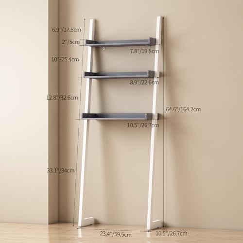3-Tier Bathroom Over Toilet Storage for Small Space (White+Grey)