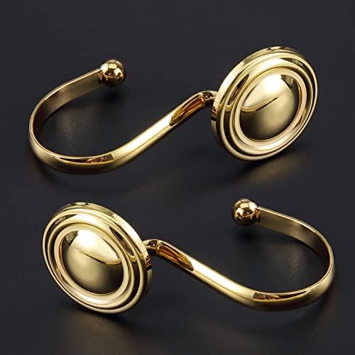 CHICTIE Gold Shower Curtain Hooks Rings, Decorative Shower Hook for Shower Curtain, Rustproof Modern Shower Rings Hangers for Bathroom Curtains Rods, Set of 12