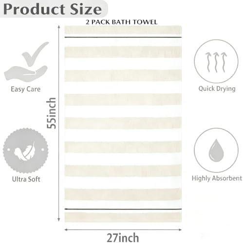 2-Pack Microfiber Bath Towels (27x54 Inches) - Ultra Soft & Quick Dry, 3X Absorbency, Lightweight for Gym, Yoga, Travel & Spa - Perfect for Home, Fitness & Post-Workout