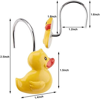 AGPtek Duck Shower Curtain Hooks, 12PCS Yellow Duck Resin Hooks