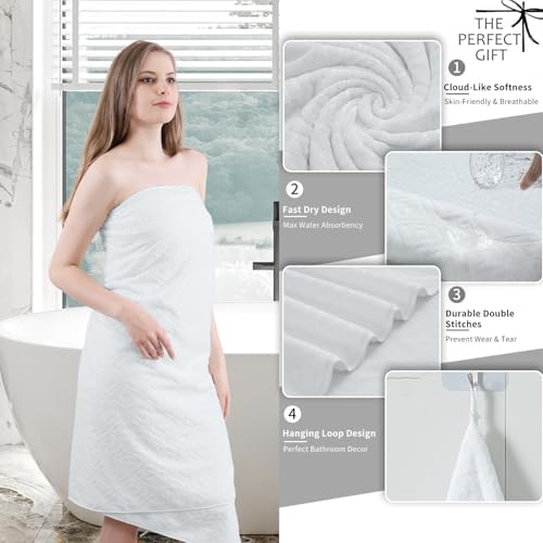 Bath Towel Set of 4 Extra Large Bath Sheet 35"x70" Oversized Bath Towel Soft Microfiber Bathroom Towel for Adults Highly Absorbent Quick Dry Towel Set for Bathroom,Hotel,Shower Towel Bath Sheet White