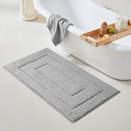 GRANNY SAYS Gray Bathroom Runner Rug 24" x 43", Soft Microfiber Bath Mat
