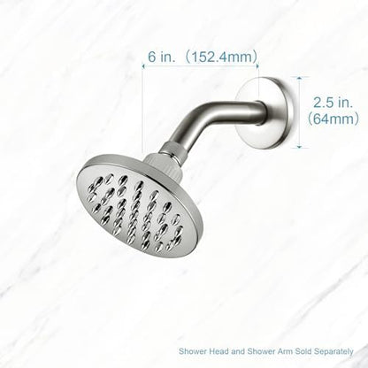 OFFO Shower Arm with Flange, 6 in Brushed Nickel Wall Mount Replacement Angle Shower Head Arm Wall-Mounted For Fixed Shower Head & Handheld Showerhead