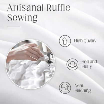 Ruffle Farmhouse Shower Curtain, White Vintage Shower Curtains for Bathroom Fabric Cute Rustic Cloth, 72" W X 72" L Inch