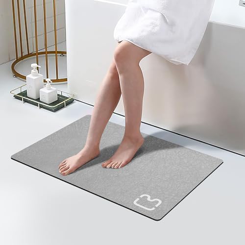 Diatomaceous Earth Bath Mat Stone Bath Mats for Bathroom,15.7"x23.6",Grey