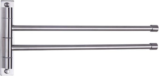 GERZWY Bathroom Swing Arm Towel Bars 2-Arm Wall Mount Stainless Steel Bath Towel Rack Hanger Towel Holder Organizer Brushed Finish HYG02-LS
