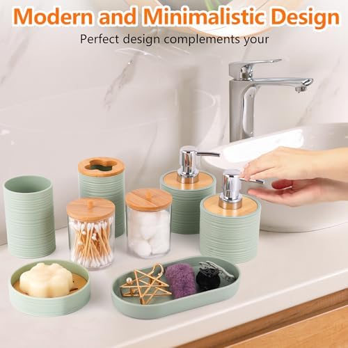 10 PCS Green Bathroom Accessories Set with Trash Can Bathroom Accessory