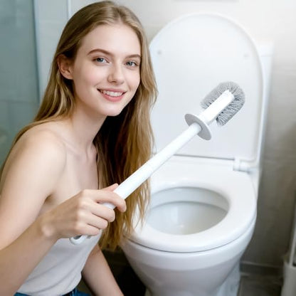 FORASTO Toilet Bowl Brush and Holder Set - Toilet Scrubber Brush,Cleaning Brush,Bathroom Decor,Household Essentials,Cleaning Supplies,White