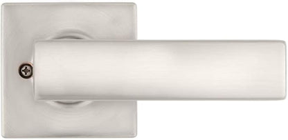 Kwikset Breton Dummy Door Handle 2 Pack, Single Sided Lever for Closets, French Double Doors, and Pantry, Satin Nickel Non-Turning Reversible Interior Push/Pull Lever, with Microban Protection