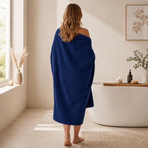 3 Pack Bath Towel Set, 40"x80" Oversized Bath Sheet,Navy Blue