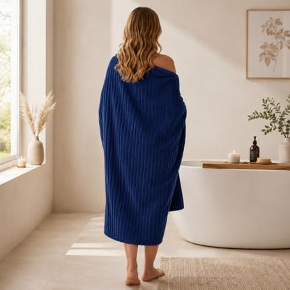 3 Pack Bath Towel Set, 40"x80" Oversized Bath Sheet,Navy Blue