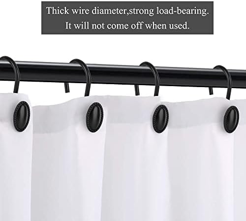 Black Shower Curtain Hooks,12Pcs Heavy Duty Rustproof Zinc