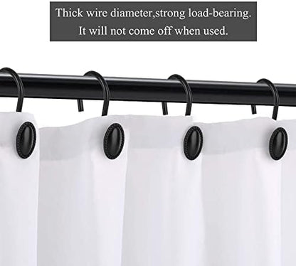Black Shower Curtain Hooks,12Pcs Heavy Duty Rustproof Zinc