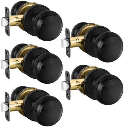 Haidms 5 Pack Matte Black Passage Door Knobs, Black Closet Door Knobs,Passage Doorknobs Interior for Closet or Hall, Hallways