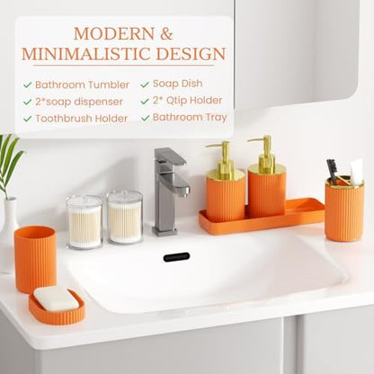 Orange Bathroom Accessories Set, 10PC Bathroom Set