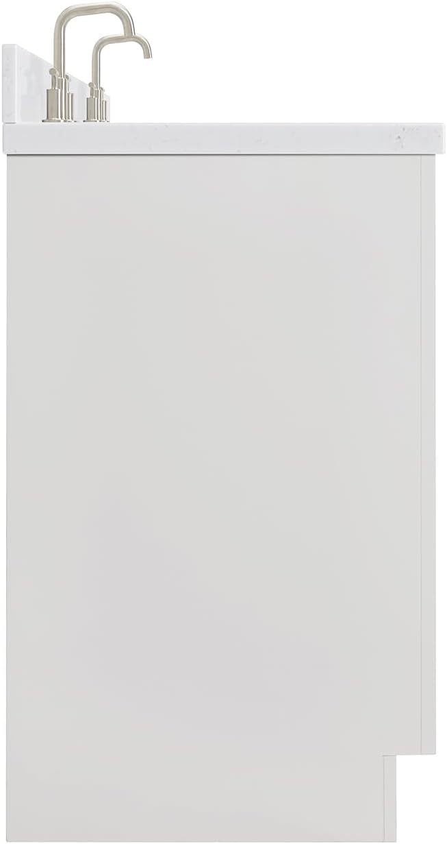 ARIEL Milan 72-inch Bathroom Vanity with Sink,Solid Wood, 1.5-inch Carrara White Quartz Countertop, Double Rectangular Porcelain Sink, 4 Soft Closing Doors, 3 Dovetail Drawers, Warm White