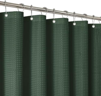 2-in-1 Waterproof Fabric Shower Curtain - No Separate Liner Needed, Hotel-Style Waffle Weave, Effortless Cleaning & Washable Bathroom Shower Curtain Set,72Wx72H,Velvet Green