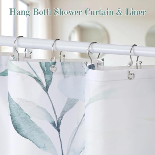 Goowin Shower Curtain Hooks, 12 Pcs Shower Curtain Rings, Stainless Steel Shower Curtain Hangers, Metal Shower Curtain Hooks Rings Rust Proof, Minimalist Shower Hooks for Shower Curtain, Nickel