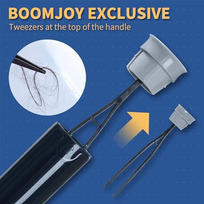 BOOMJOY Toilet Brush and Holder 2 Packs, Silicone Toilet Bowl Brush with Tweezers for Bathroom, RV Cleaning-Black & Grey