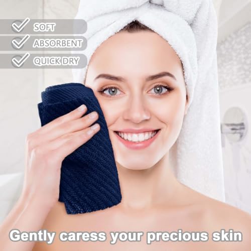 VOOVA & MOVAS Wash Cloths 6PC, 100% Cotton, 13x13 in, Navy Blue