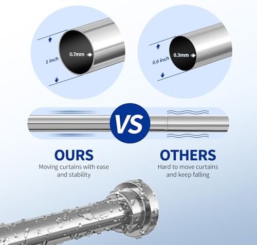Mcrbeay Shower Curtain Rod, 1" Diameter Heavy Duty Tension Shower Rod
