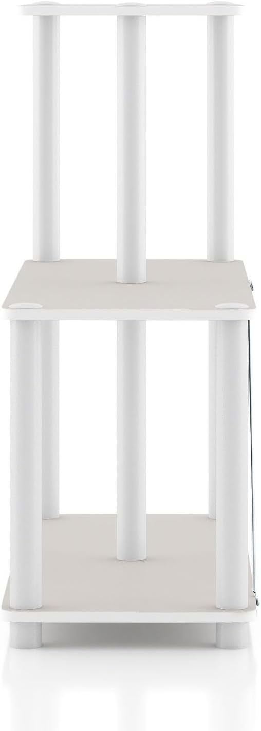 Homes: Inside + Out Apexa Modern 3-Cube Ladder Shelving Units, Collectibles Display Shelves, Easy Assembly Standing Shelf, Home Storage Organizer for Living Room, Bedroom, Office, Taupe Grey