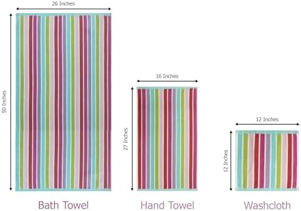 ORIGINAL KIDS 6 Piece Towel Set - 100% Cotton Cabana Stripe Kids Towel Set