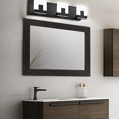 YOSHOOT Hand-Made Wooden Spliced Wall Mirror for Bathroom, Rustic Farmhouse Vanity Mirror, Décor Wall Art, Solid Wood Frame, Vertical or Horizontal Hanging