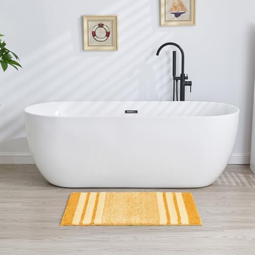CozeCube Harvest Gold Striped 36"x24" Non Slip Washable Bath Mat